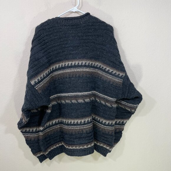 CELTIC COUNTRY Wool Sweater Mens Large Chunky Gray Fisherman Pullover Ireland - Picture 2 of 4
